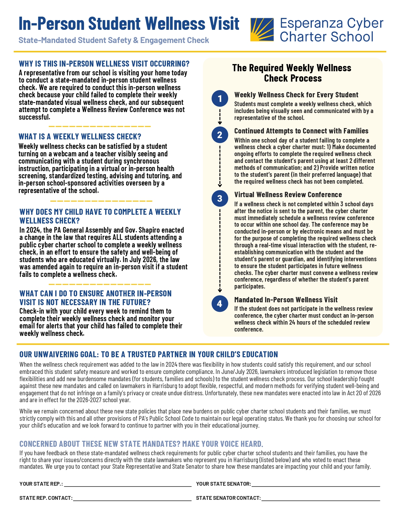In-Person Student Wellness Visit Official Notice Document